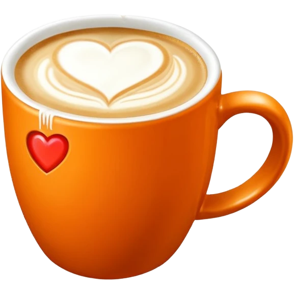 Coffee latte art in a clean orange-color mug emoji