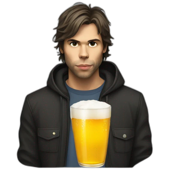  Orelsan with cat drink beer emoji