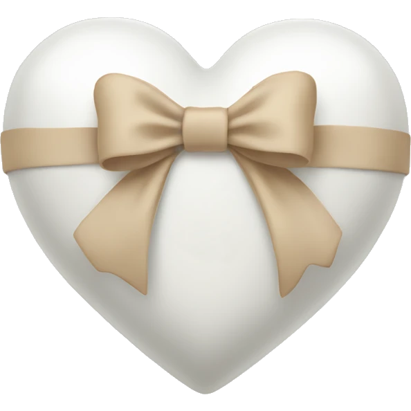 white heart with beige bow emoji