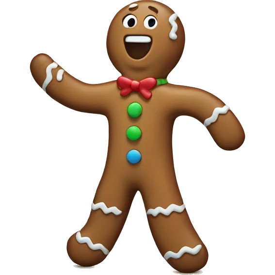 gingerbread man waving emoji