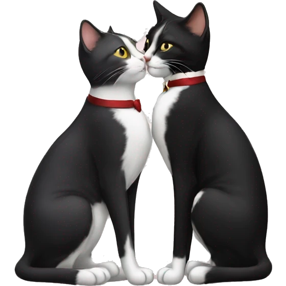 tuxedo cat kissing tabby cat emoji