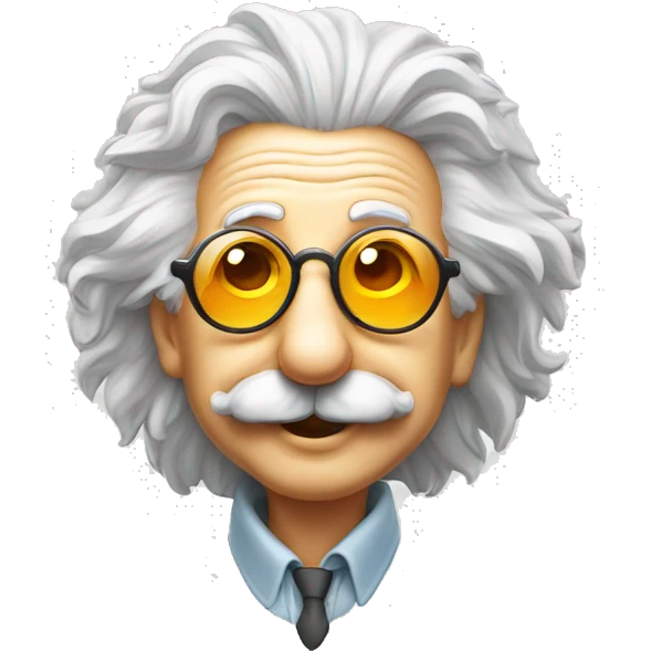 happy albert einstein head with sun glassess emoji