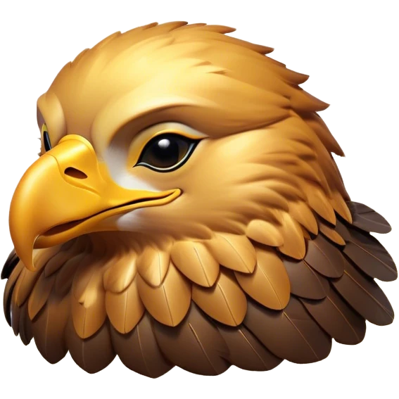 Meme-Worthy Cute Sleeping Golden Eagle Portrait Emoji, Head resting peacefully with a contented smile, showcasing a stately, broad-beaked form with eyes gently closed in serene slumber and luxuriously soft, golden plumage, Simplified yet adorably endearing features, highly detailed, glowing with a soft, drowsy amber light, high shine, relaxed and utterly lovable, stylized with an air of playful laziness, soft glowing outline, capturing the essence of a sleeping golden eagle that feels destined to become the next viral icon of adorable rest! emoji