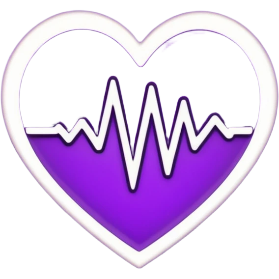 heart pules tech with the pules symbol in the middle, make the hart dark purple. dark outline emoji