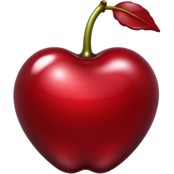 bitten cherry, liquid silver chrome, playful erotic symbolism, glossy shine emoji