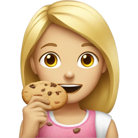 A blond girl eating a cookie  emoji