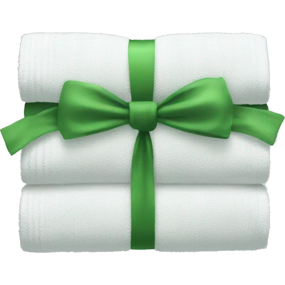 White towels with green bow emoji