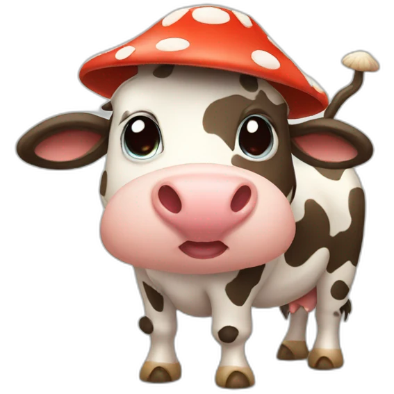 cow dressed as a mushroom emoji