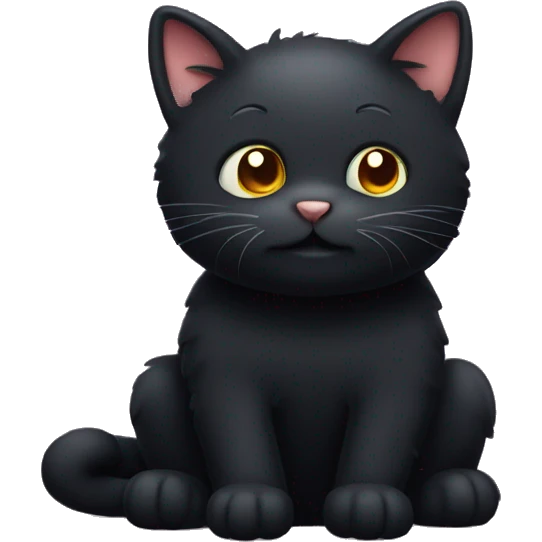 Sweet big black cat with wool emoji