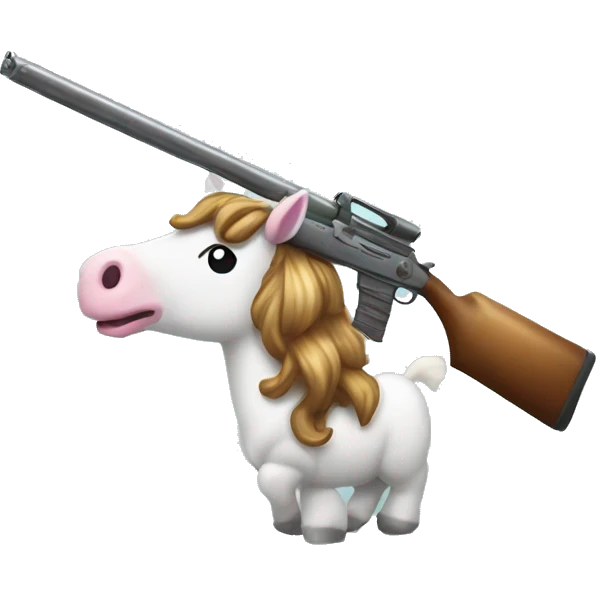 unicorn with a shotgun rim as a horn emoji