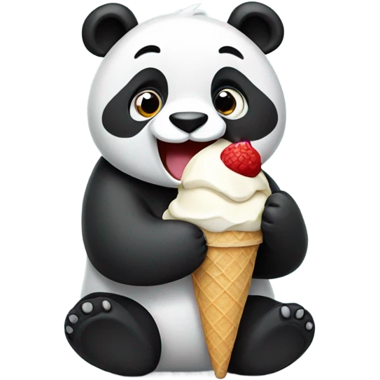 Panda eating ice cream emoji