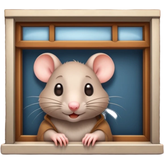 cute rat peeking out of a restaurant building emoji