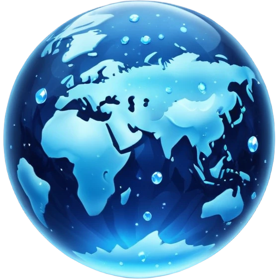 blue planet, glass Planet, surface covered in glowing crystals with lots of dust emoji