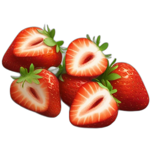 A small white plate with five strawberries emoji