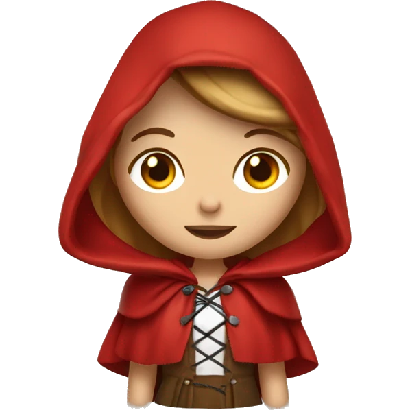 Red riding hood with long brown hair and blond highlights hair and free eyes emoji