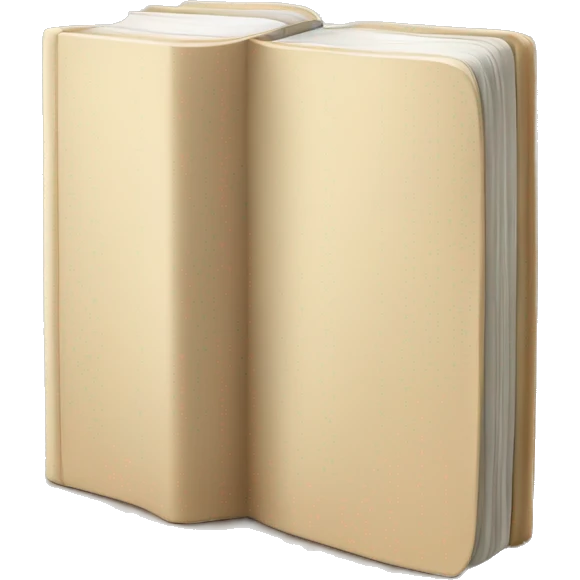 An open, hardcover book, depicted with a beige cover.  emoji