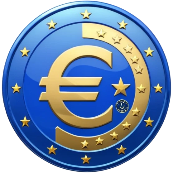 Transparent blue euro coin emoji