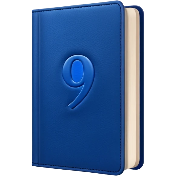 Dark blue book with a number "9" in the cover emoji