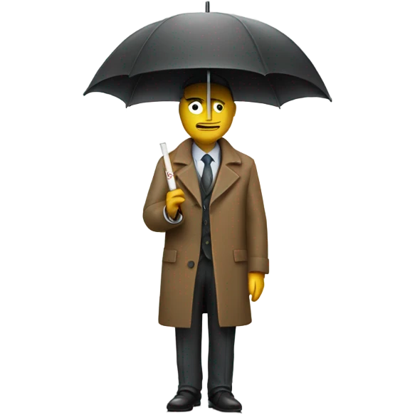 Man with the head of a cigarette holding an umbrella emoji