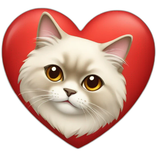Himalayan cat in red heart emoji