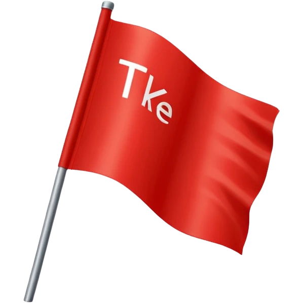 Red flag with white writing that says TKE emoji