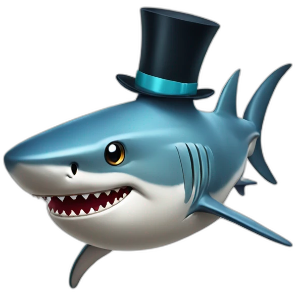 Shark with a top hat emoji