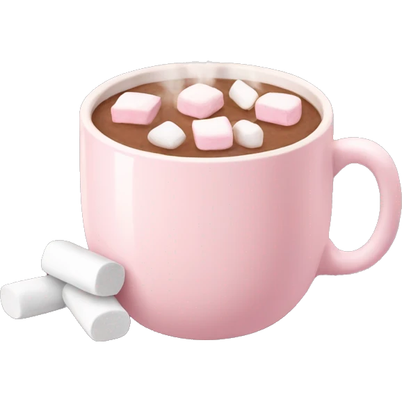 Light Pink mug of hot chocolate with marshmallows  emoji