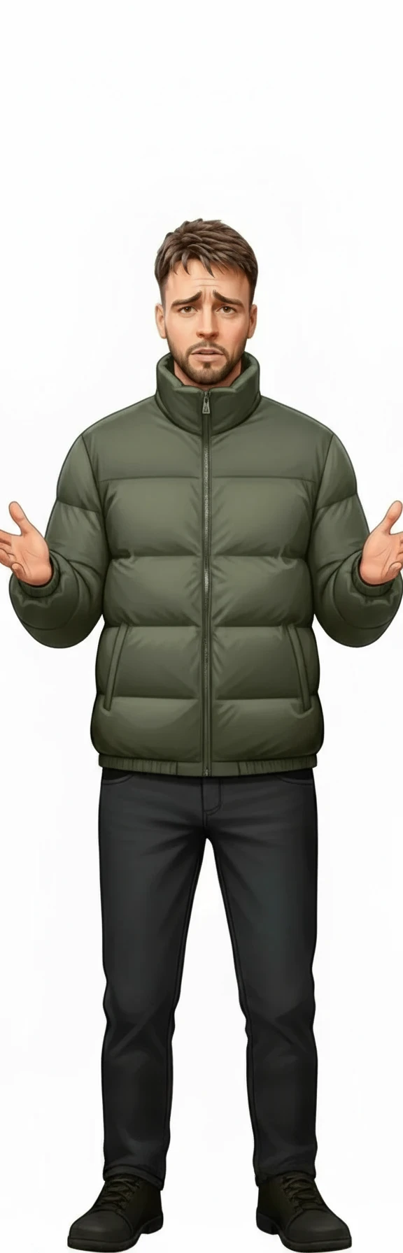 нарисуй точно такого же человека в такой же позе без фона, только чтобы руки и все тело полностью помещались в кадре emoji