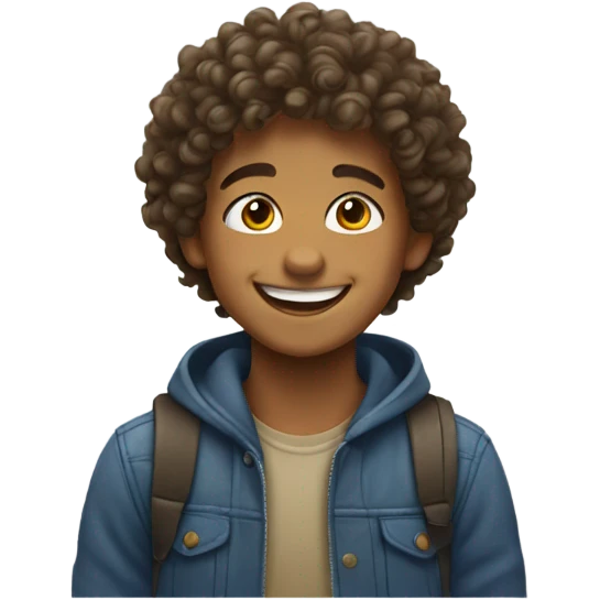 smiling boy with curly hair emoji