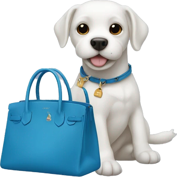 dog in blue hermes bag emoji