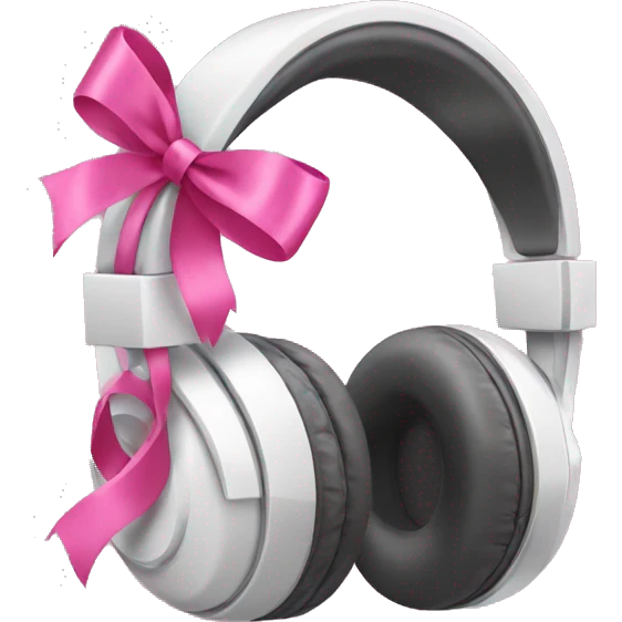 headphones with pink ribbons emoji