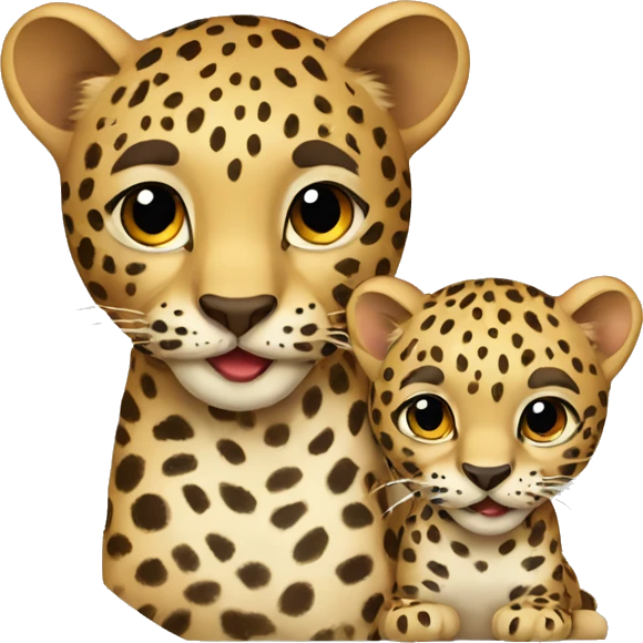 Leopard with cub  emoji