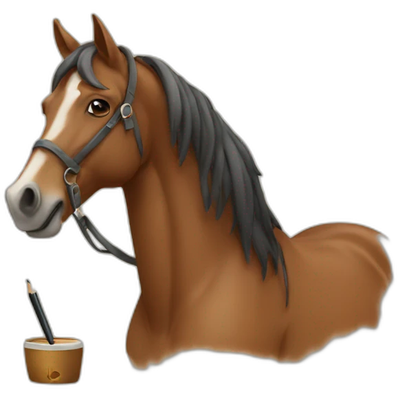 a horse is writing  emoji