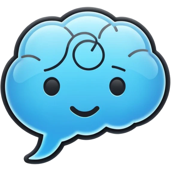 Minimalistic flat vector icon, iOS style, thin black contour on white background. Chat bubble with small AI brain symbol inside. Clean, no text, no shadows emoji