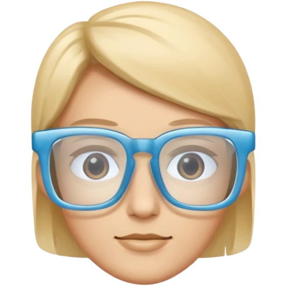 sky-blue square glasses, slightly thick frame, glossy surface,Only glasses. emoji