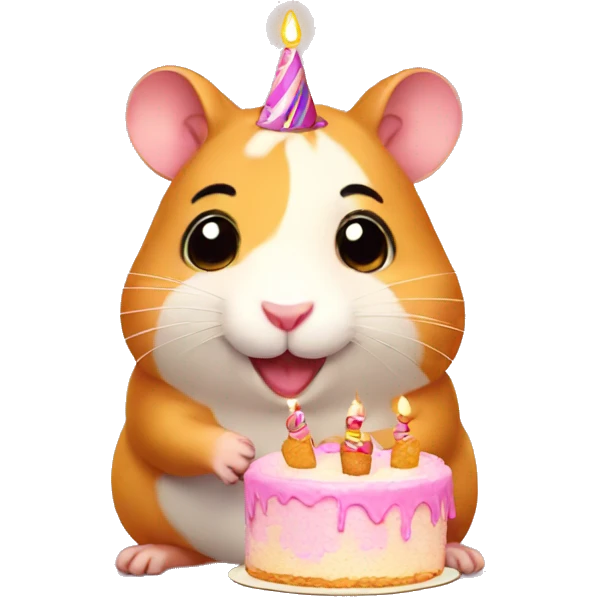 Birthday Hamster with a birthday cake  emoji