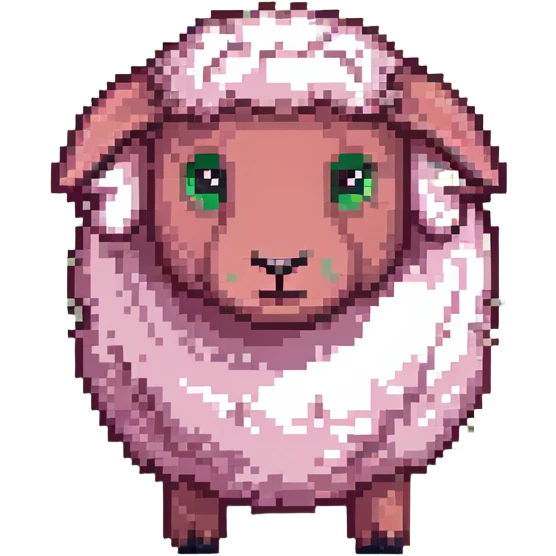 pink sheep with a cute face emoji