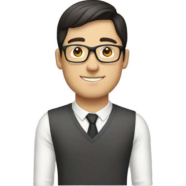 white male with short dark hair, rectangular glasses emoji