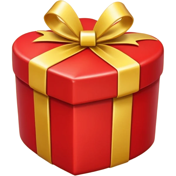 Cute kawaii sparkly shiny glossy romantic nifty precious neat aesthetic Heart-shaped red gift box present with yellow wrapping emoji