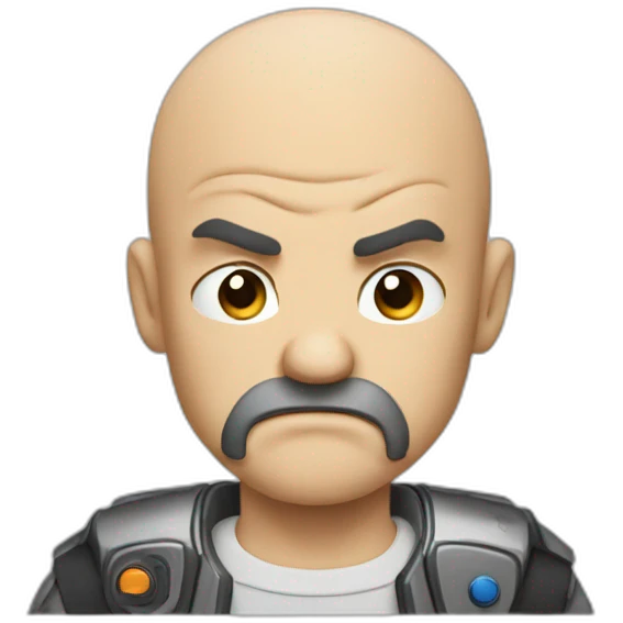 a bald man plays a console videogame and gets angry emoji