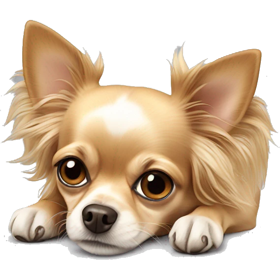 Long haired chihuahua laying emoji