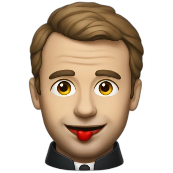 macron with a clown face emoji