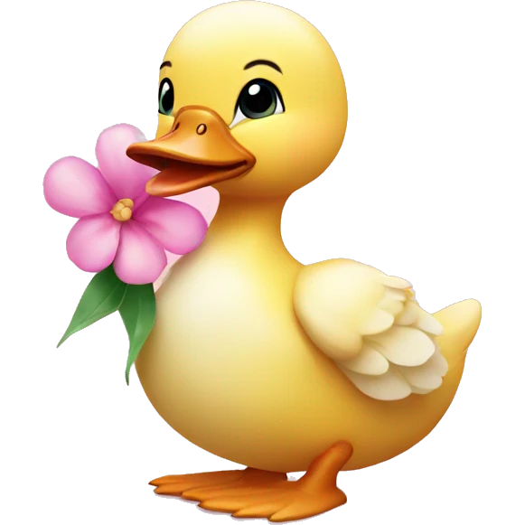 duckling holding pink flower emoji