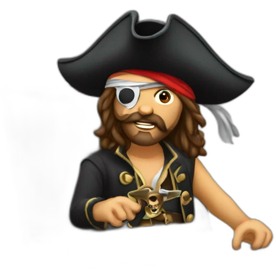 pirate progamming on laptop emoji