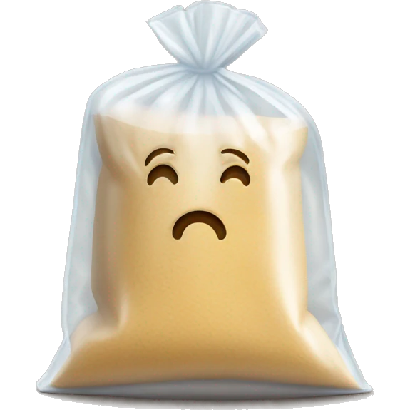 Clear bag filled with flour emoji