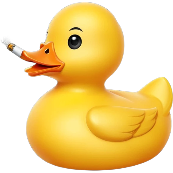 Rubber duck smoking a splif cartoon emoji