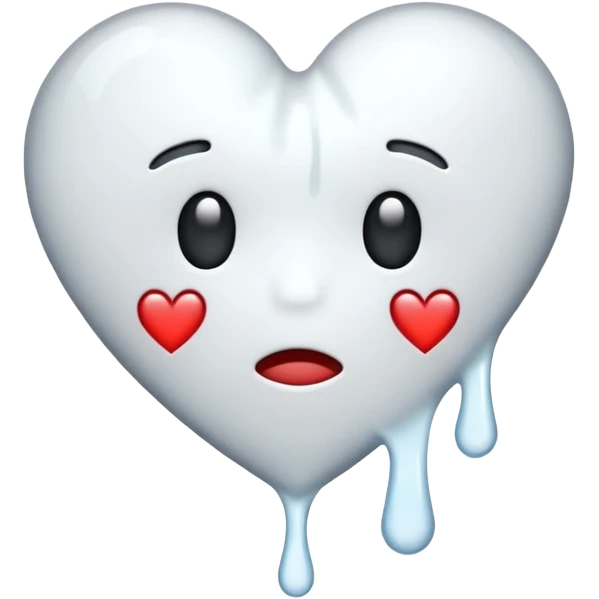 The broken heart emoji in white with sticky white liquid Ozzing out of it emoji