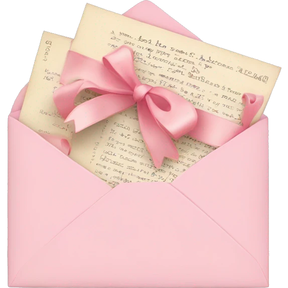 vintage love letters in envelope tied with a baby pink ribbon  emoji