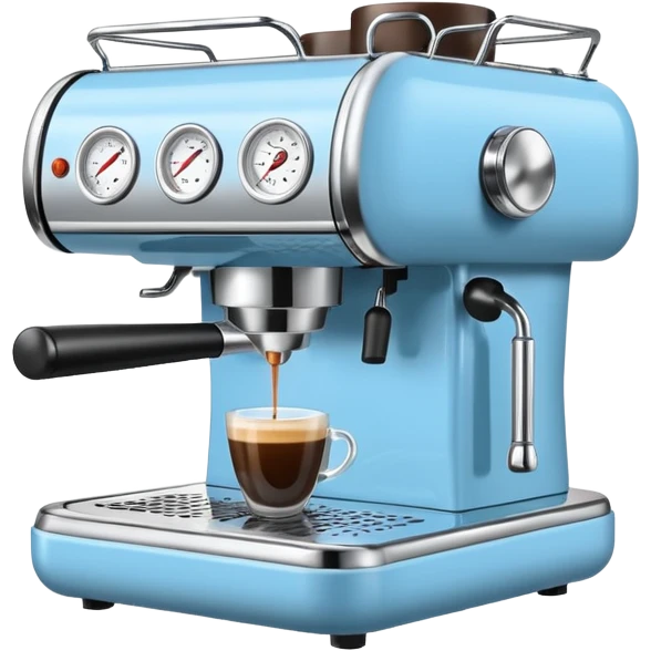 Light blue Espresso machine brewing espresso emoji