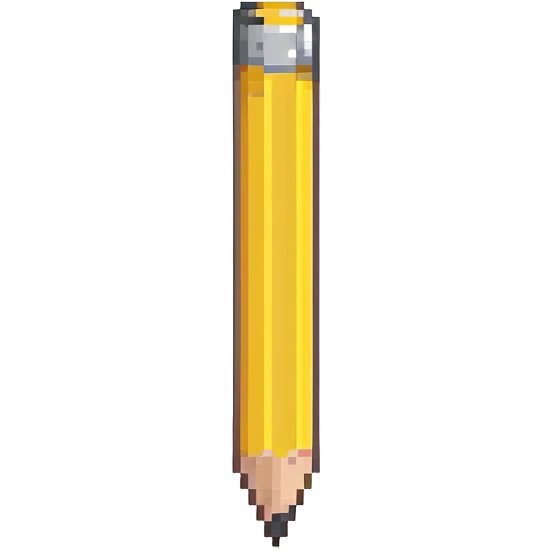 a yellow pencil with a sharpened tip in pixel art style emoji